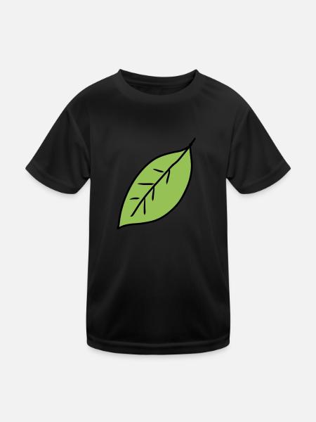 Leaf Symbol Shape Leaves Nature Green - Kids Functional T-Shirt - black - Front