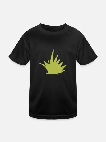 grass symbol natur pflanze grün - Kinder Funktions-T-Shirt - Schwarz - Vorne