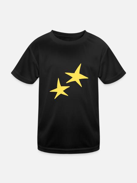 stern form zwei sterne symbol gelb - Kinder Funktions-T-Shirt - Schwarz - Vorne