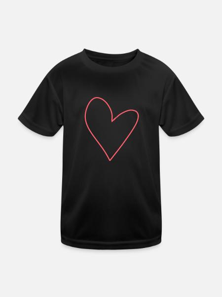 Symbole Coeur Forme Amour Rose - T-shirt sport Enfant - noir - Devant