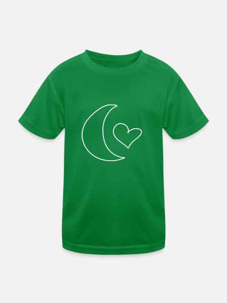 Symbole de lune forme coeur - T-shirt sport Enfant - vert - Devant
