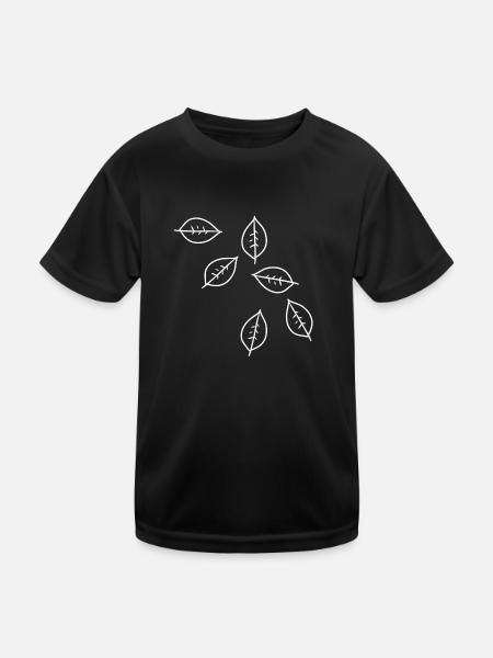 leaf pattern leaves icon shape nature - Kids Functional T-Shirt - black - Front