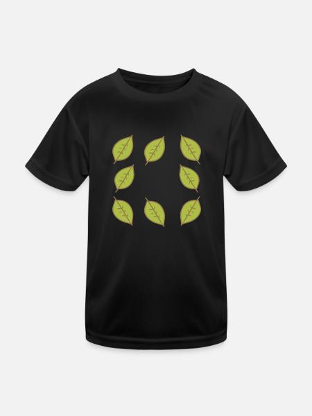 Cadre Feuille Feuilles Vert Forme Nature - T-shirt sport Enfant - noir - Devant