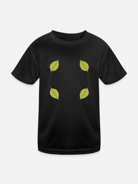 Feuille Feuilles Cadre Vert Forme Nature - T-shirt sport Enfant - noir - Devant