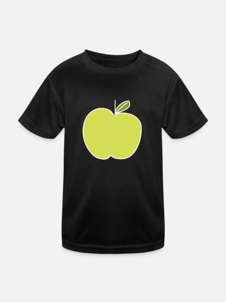 Apple Food Symbol Shape Green - Kids Functional T-Shirt - black - Front