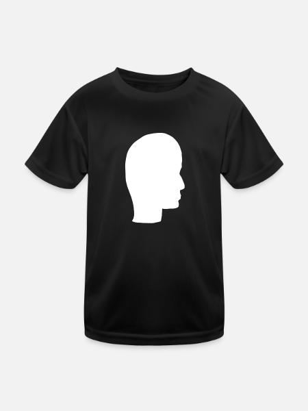 Kopf Profil Mensch Leute Seite symbol - Kinder Funktions-T-Shirt - Schwarz - Vorne