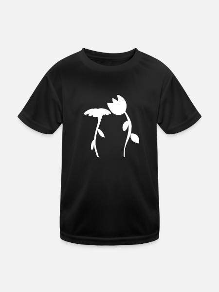 Symbole de fleur fleur plante forme deux fleurs - T-shirt sport Enfant - noir - Devant