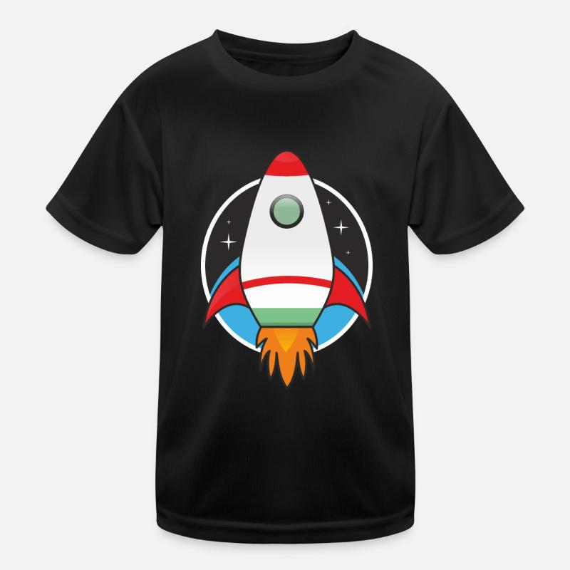 Rakete - Kinder Funktions-T-Shirt - Schwarz