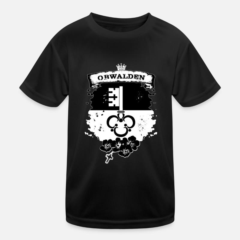 Obwalden - Kinder Funktions-T-Shirt - Schwarz