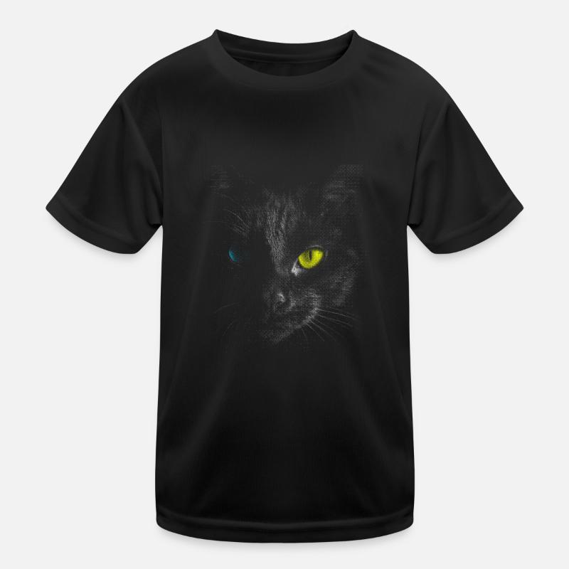 Schwarze Katze Kinder Funktions-T-Shirt