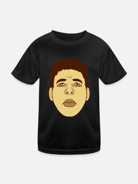 Trauriges Gesicht Kussmund Design - Kinder Funktions-T-Shirt - Schwarz - Vorne