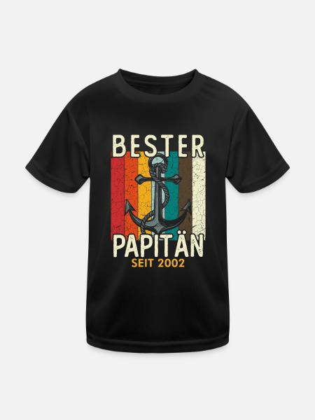 Papitän seit 2002 - Kinder Funktions-T-Shirt - Schwarz - Vorne