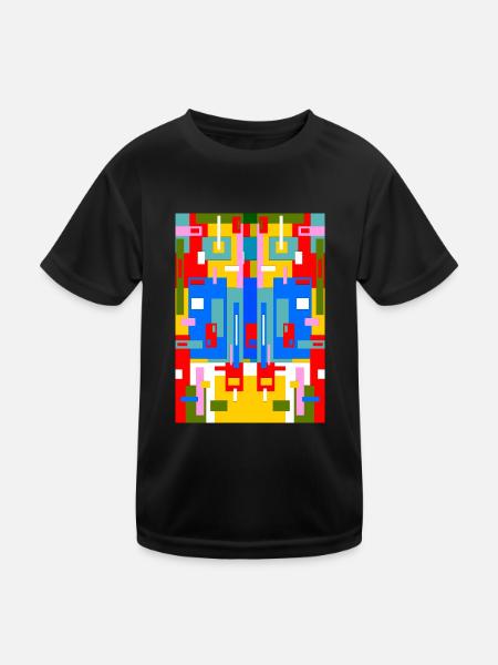 Abstrakte Malerei - Kinder Funktions-T-Shirt - Schwarz - Vorne