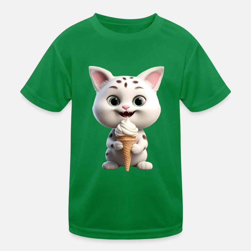 Katze mit Eis Kinder Funktions-T-Shirt