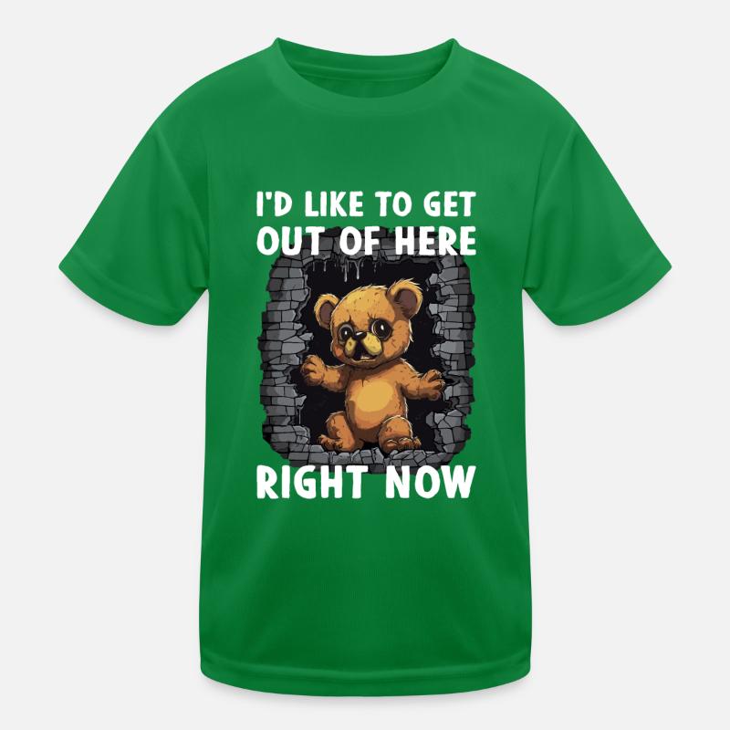 Teddybär auf der Flucht Arbeit Job Beruf Spruch Kinder Funktions-T-Shirt
