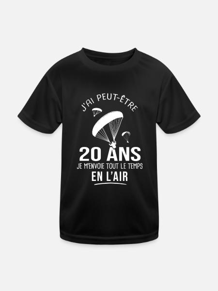 20 ans parapente humour anniversaire parapentistes - T-shirt sport Enfant - noir - Devant