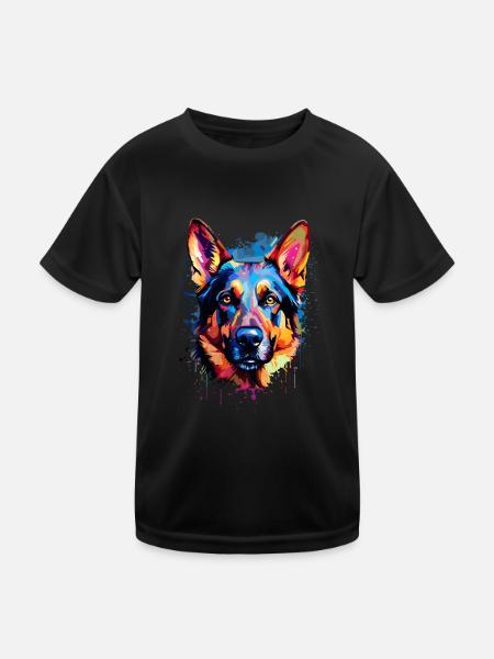German Shepherd Colorful - Kids Functional T-Shirt - black - Front