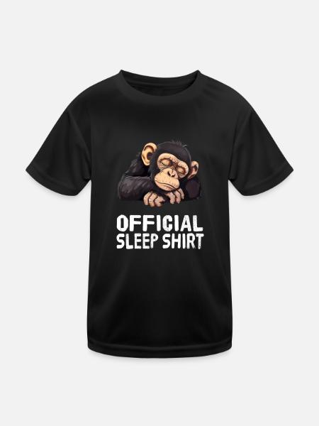 Offizielles Schlafshirt Affe - Kinder Funktions-T-Shirt - Schwarz - Vorne