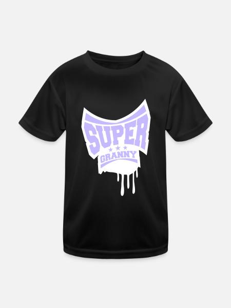 Super Granny Stempel Oma Graffiti Großmutter - Kinder Funktions-T-Shirt - Schwarz - Vorne