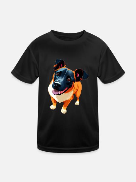 Schäfer Welpe Mischling Hund super süß - Kinder Funktions-T-Shirt - Schwarz - Vorne