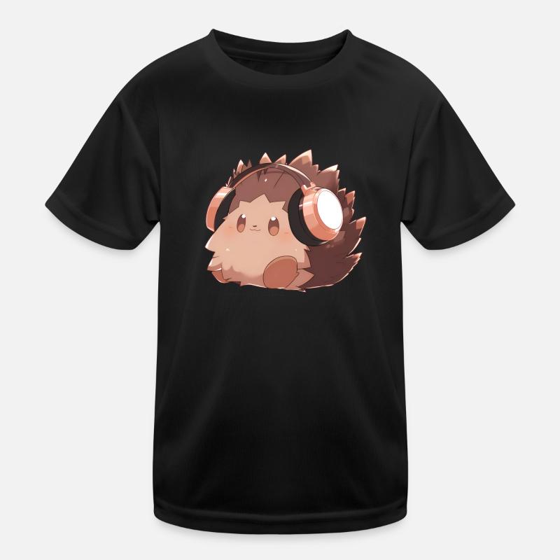 Niedlicher Igel mit Kopfhörern Kinder Funktions-T-Shirt