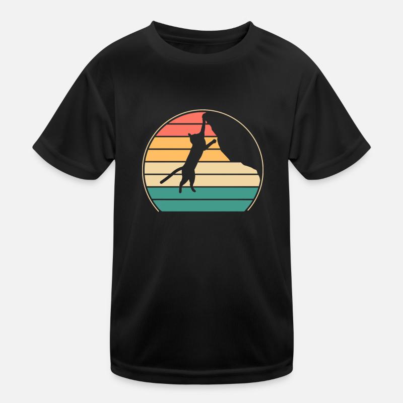 Boulder Katze Felskletterer Klettern Bergsteigen Kinder Funktions-T-Shirt