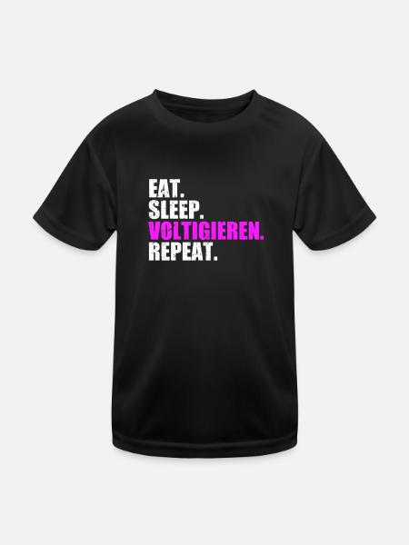 Eat Sleep Vaulting Repeat Volti Riding Horse - Kids Functional T-Shirt - black - Front