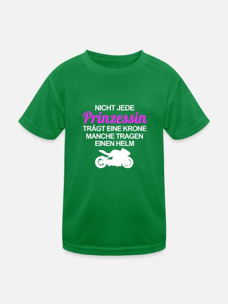Motorradfahrerin Bikerin Prinzessin Motorrad Bike - Kinder Funktions-T-Shirt - Kelly Green - Vorne