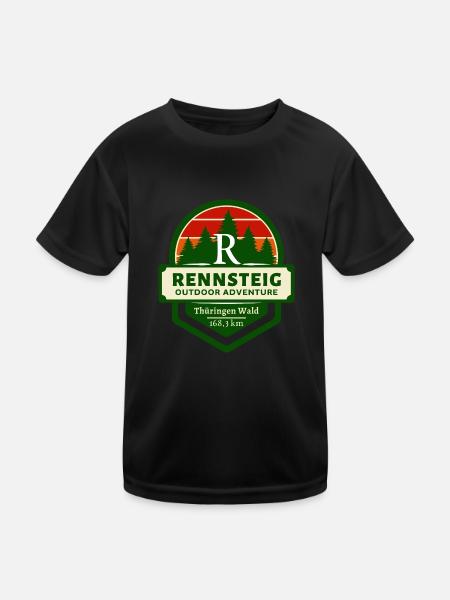 Rennsteig-Höhenweg des Thüringer Waldes - Kinder Funktions-T-Shirt - Schwarz - Vorne