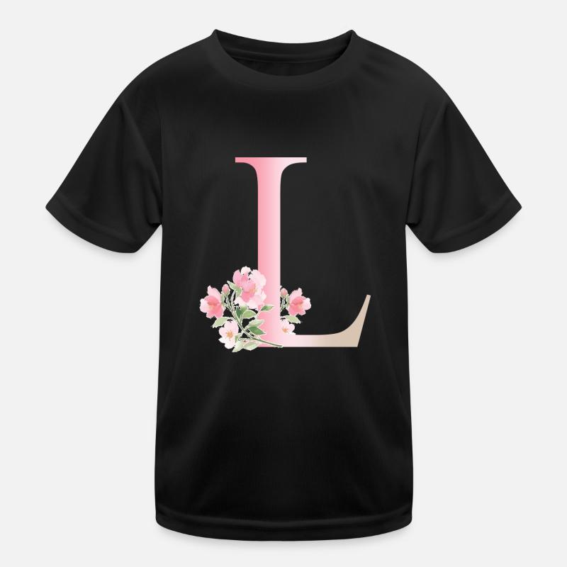 Buchstabe L mit Blumen Kinder Funktions-T-Shirt