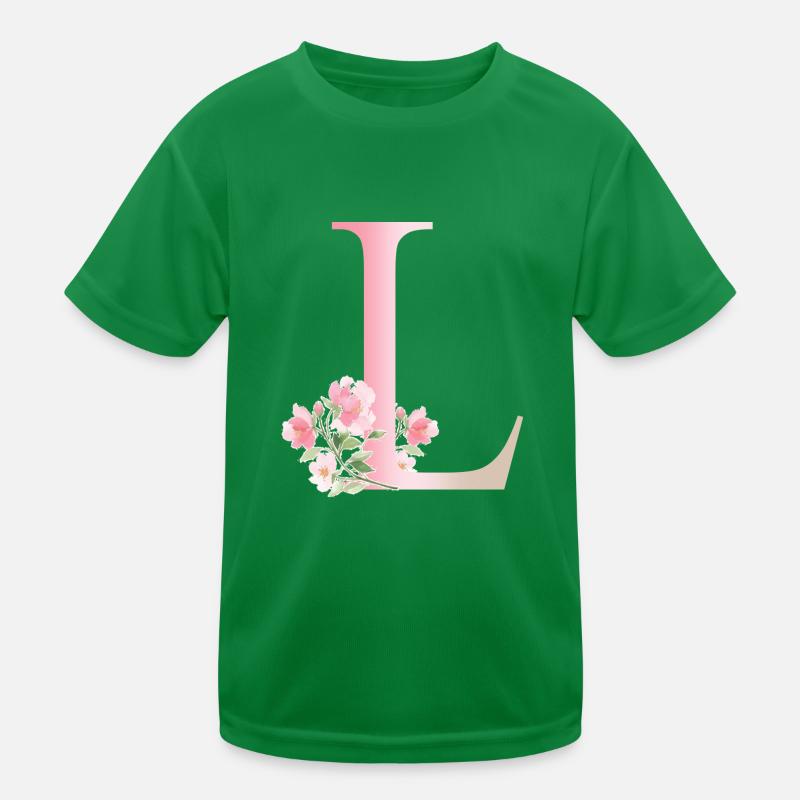 Buchstabe L mit Blumen Kinder Funktions-T-Shirt