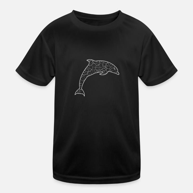 Delfin - Kinder Funktions-T-Shirt - Schwarz