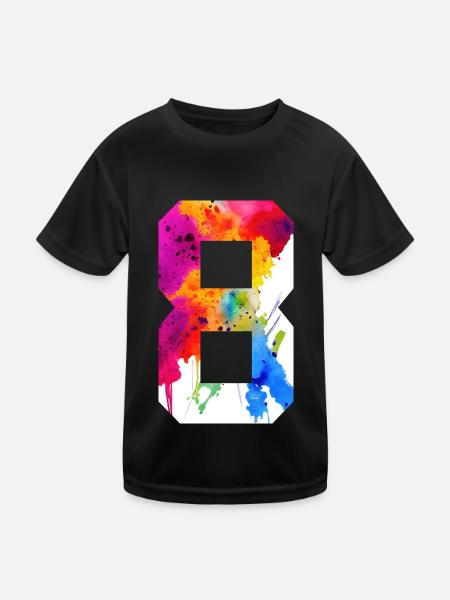 NUMBER 8 YEARS OLD 8TH BIRTHDAY - Kids Functional T-Shirt - black - Front
