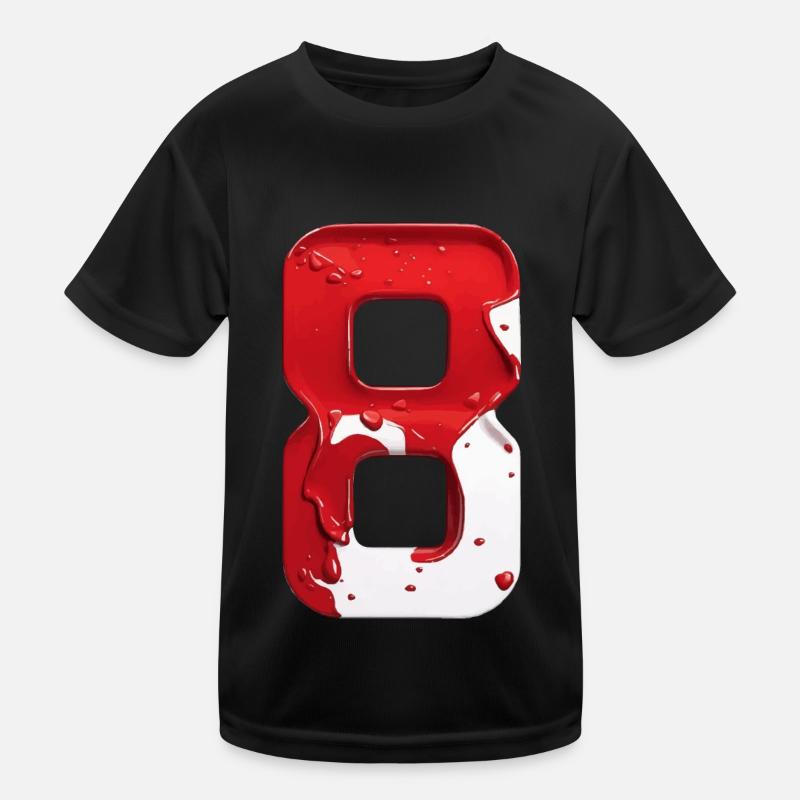 NO. 8 NUMBER 8 RED WHITE 8TH BIRTHDAY Kids Functional T-Shirt