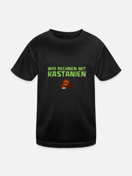 Waldorfschule - lustig - Wir rechnen mit Kastanien - Kinder Funktions-T-Shirt - Schwarz - Vorne