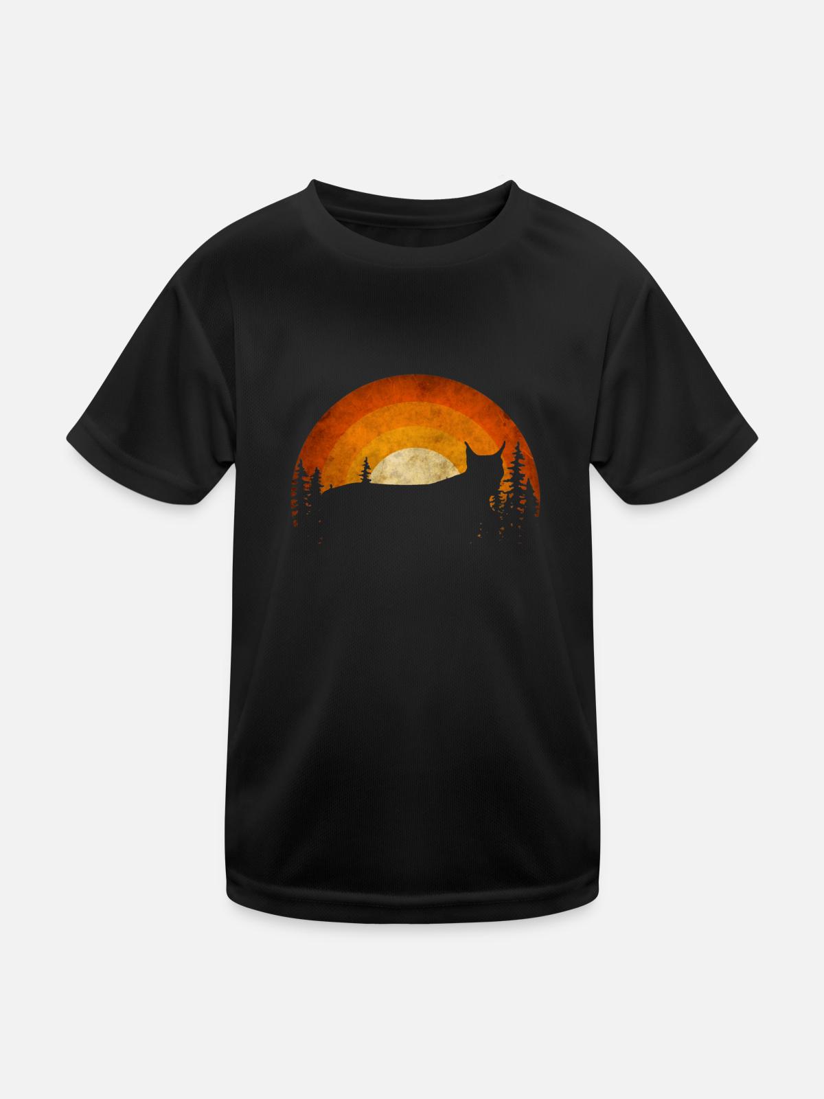 Luchs - Kinder Funktions-T-Shirt - Schwarz - Vorne