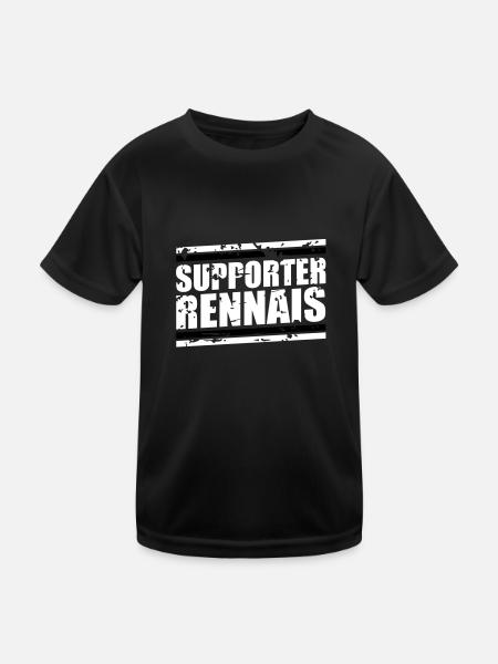 Weinlese-Bär Rennais - Kinder Funktions-T-Shirt - Schwarz - Vorne