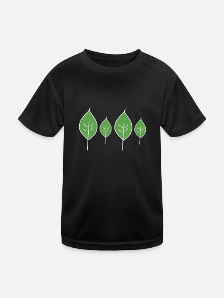 Four leaves leaf plant symbol - Kids Functional T-Shirt - black - Front