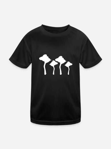 four trees symbol forest nature - Kids Functional T-Shirt - black - Front