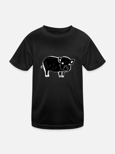 Schwein Symbol Tier Baby kontrast - Kinder Funktions-T-Shirt - Schwarz - Vorne