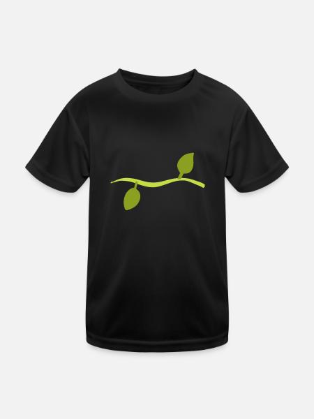 Two Leaves Line Nature - Kids Functional T-Shirt - black - Front