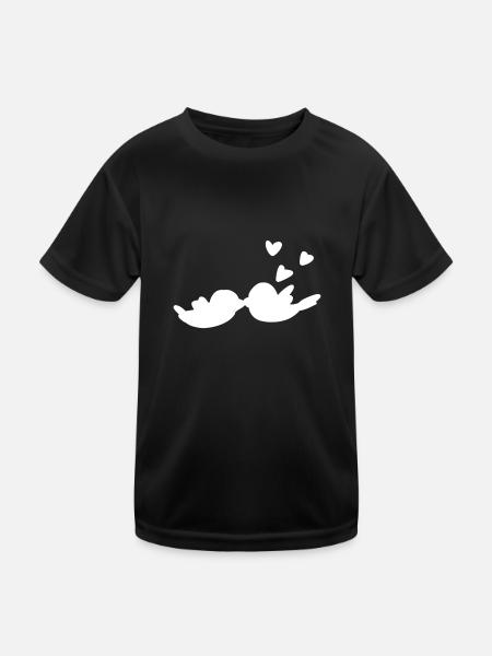Valentine's Day Couple Bird Hearts Love - Kids Functional T-Shirt - black - Front