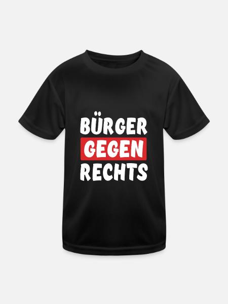 Bürger Gegen Rechts - Rechts Nein Danke - Kinder Funktions-T-Shirt - Schwarz - Vorne