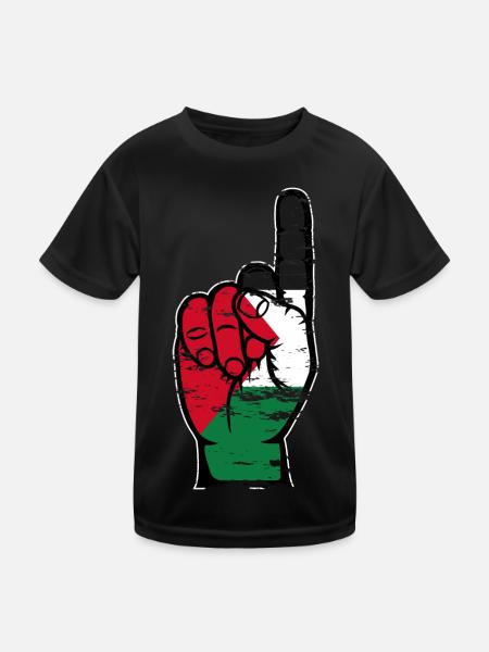 Palestine flag number 1 used - Kids Functional T-Shirt - black - Front