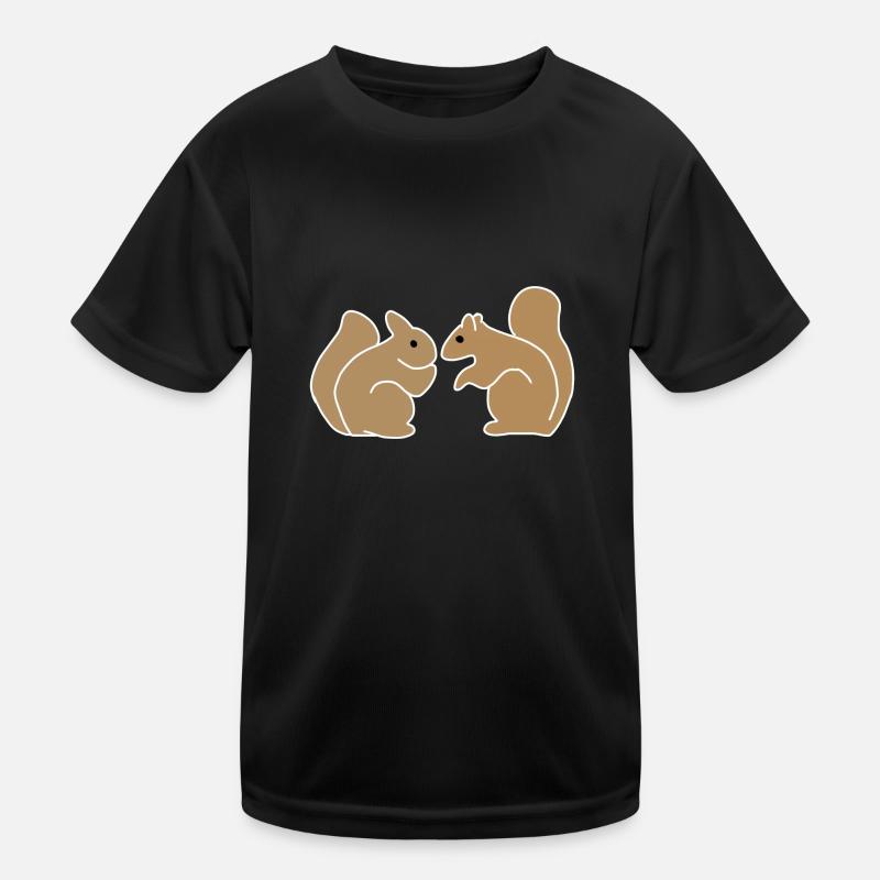zwei Eichhhörnchen Tiere Symbol Tier - Kinder Funktions-T-Shirt - Schwarz