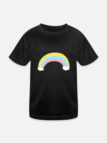 regenbogen symbol wolken - Kinder Funktions-T-Shirt - Schwarz - Vorne