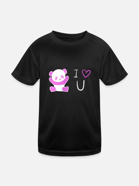 pink panda I love you - Kids Functional T-Shirt - black - Front