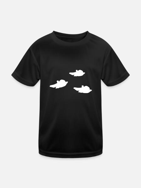 Symbole trois oiseaux dessin animé - T-shirt sport Enfant - noir - Devant