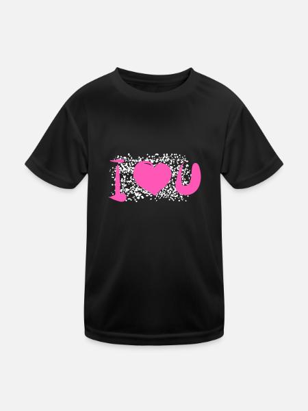 Points de modèle de cœur Je t’aime - T-shirt sport Enfant - noir - Devant