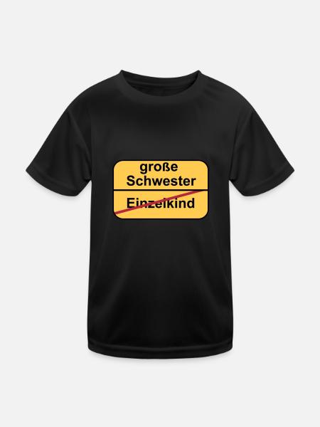 große Schwester - Kinder Funktions-T-Shirt - Schwarz - Vorne